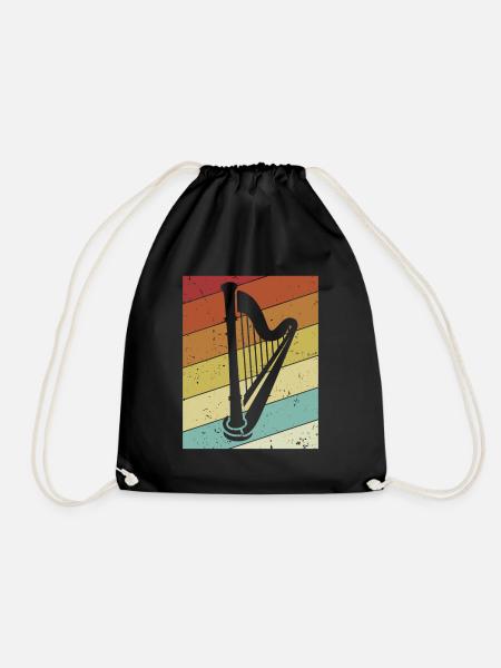 Retro concert harpe harpe musique harpe harpe harpe joueur - Sac de sport léger - noir