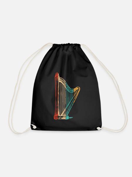 Retro concert harpe harpe musique harpe harpe harpe joueur - Sac de sport léger - noir