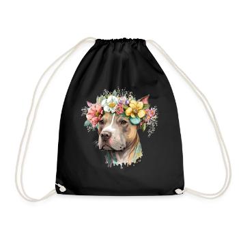 American Staffordshire Terrier Flower Crown Pet Do - Turnbeutel - Schwarz - Vorne