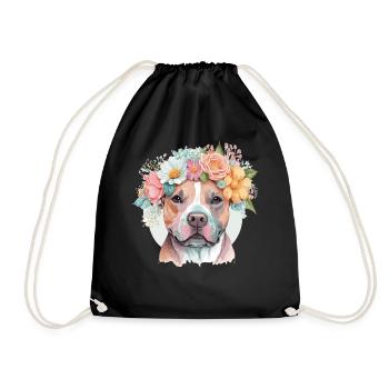 American Staffordshire Terrier Flower Crown Pet Do - Turnbeutel - Schwarz - Vorne