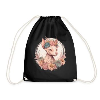 Mignon Sphynx Cat Cat Fleur Crown Cats Pet Kitten - Sac de sport léger - noir - Devant