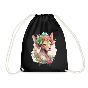 Mignon Sphynx Cat Cat Fleur Crown Cats Pet Kitten - Sac de sport léger - noir - Devant