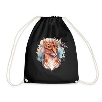 Cute Somali Cat Flower Crown Cats Pet Kitten - Turnbeutel - Schwarz - Vorne