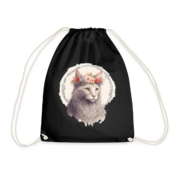 Mignon Angora Angora Cat Fleur Couronne Chats Pet Kitt - Sac de sport léger - noir - Devant