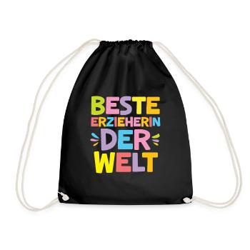 Beste Erzieherin der Welt Abschiedgeschenk Kita - Turnbeutel - Schwarz - Vorne