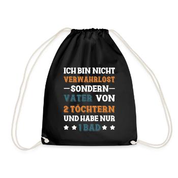 Vater von 2 Töchtern und nur 1 Bad - Turnbeutel - Schwarz - Vorne