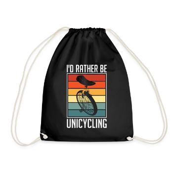 Unicycle I'd Rather Be Unicycling Retro Cycling - Drawstring Bag - black - Front