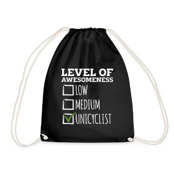 Unicycle Level Of Awesomeness Bicycle Unicyclist - Drawstring Bag - black - Front