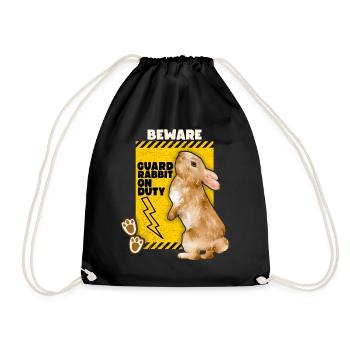 Rabbit Rabbit Funny Saying Guard-Rabbit Joke - Drawstring Bag - black - Front