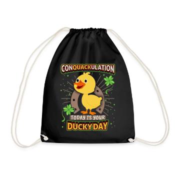 Comic Duck, Funny Saying, Pun - Drawstring Bag - black - Front