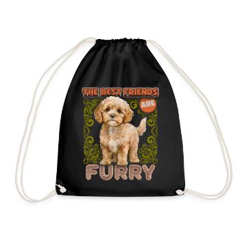 Cavapoo Puppy, Vintage, Illustration de chien, Dire - Sac de sport léger - noir - Devant