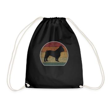 Retro French Bulldog Französische Bulldogge - Turnbeutel - Schwarz - Vorne