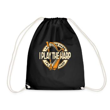 I Play The Harp Concert Harp Harp Music Harp - Drawstring Bag - black - Front