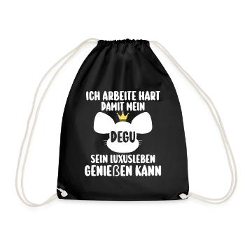 Ich arbeite hart damit mein Degu - Turnbeutel - Schwarz - Vorne