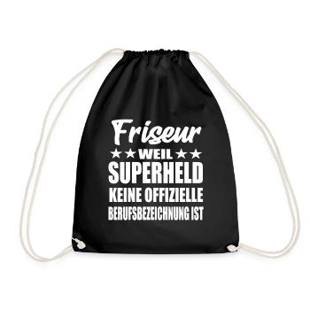 Friseur Superheld Spruch - Turnbeutel - Schwarz - Vorne
