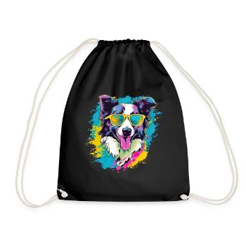 Border Collie Hund Hunderasse - Turnbeutel - Schwarz - Vorne