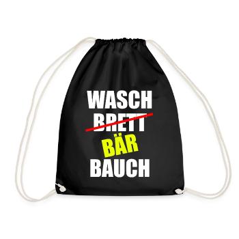 Waschbär Bauch Waschbrett - Turnbeutel - Schwarz - Vorne