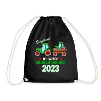 Ich Werde Großer Bruder 2023 - Geburt Sohn Traktor - Turnbeutel - Schwarz - Vorne