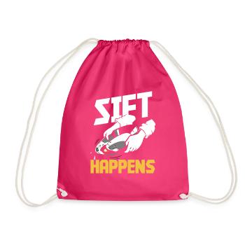 Siet Happens - Drawstring Bag - fuchsia - Front