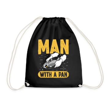 Man with a Pan - Drawstring Bag - black - Front