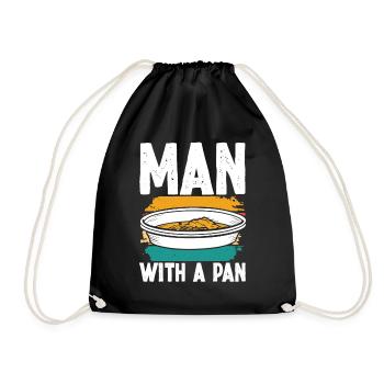 Man with a Pan - Drawstring Bag - black - Front