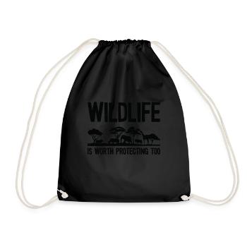 World Wildlife Day Animal Protection Wildlife - Drawstring Bag - black - Front