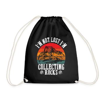 I m Not Lost I m Collecting Rocks Geologist Earth - Drawstring Bag - black - Front