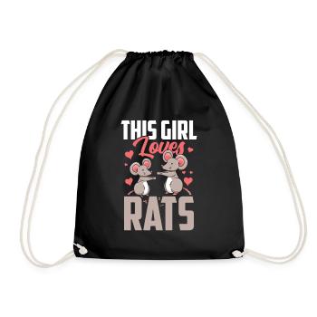 This girl loves rats cute animal rat - Drawstring Bag - black - Front