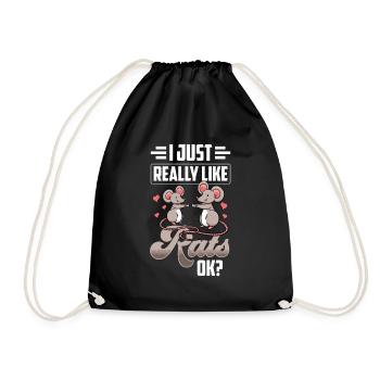 I just like rats very cute rat animal - Drawstring Bag - black - Front