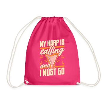 My Harp Is Calling Konzertharfe Harfenmusik - Turnbeutel - Fuchsia - Vorne