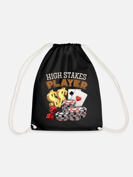 Poker-Spiel, Poker-Chips, Spruch - Turnbeutel - Schwarz