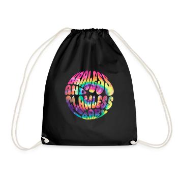 Braless And Flawless, Baby - Hippie No Bra Tie Dye - Drawstring Bag - black - Front