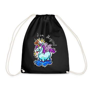 Einhorn Unicorn Süß - Turnbeutel - Schwarz - Vorne