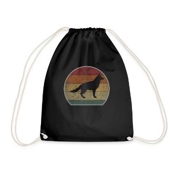 Retro German Shepherd Sunset - Drawstring Bag - black - Front