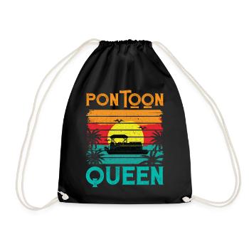 Retro Vintage Style Pontoon Queen - Drawstring Bag - black - Front