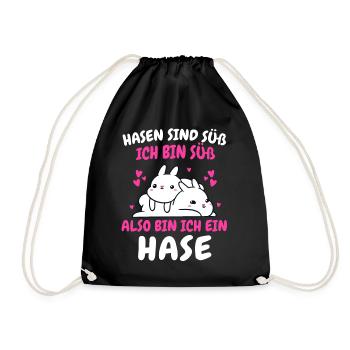 Hase Hasen Kaninchen Haustier - Turnbeutel - Schwarz - Vorne