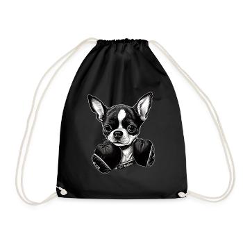 Niedlicher Chihuahua als Boxer für einen - Turnbeutel - Schwarz - Vorne