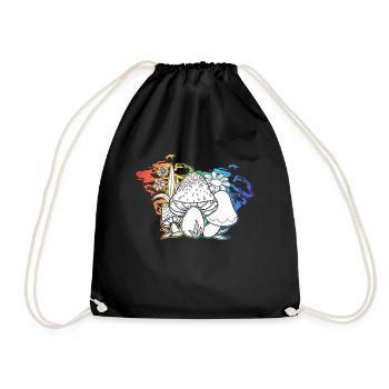 Pilze Hippie Kostüm Tie Dye Psychedelika - Turnbeutel - Schwarz - Vorne