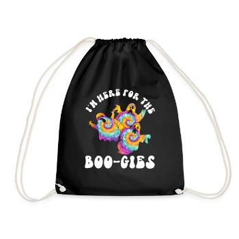Ich bin hier für die Boo-Gies - Hippie-Halloween - Turnbeutel - Schwarz - Vorne