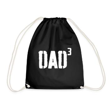 Mens Dad Cubed - Dad of Three Father's Day - Drawstring Bag - black - Front