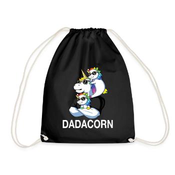 Dadacorn Einhorn Vater von 2 Kindern Vatertag - Turnbeutel - Schwarz - Vorne