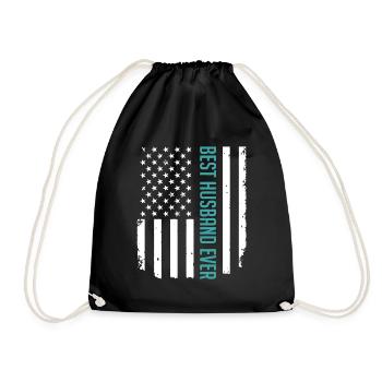 Best Husband Ever American Flag Gifts For Father's - Drawstring Bag - black - Front