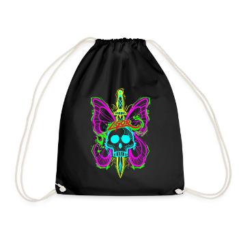 Totenkopf Schmetterling mit Dolch - Turnbeutel - Schwarz - Vorne