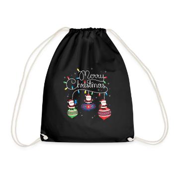 Merry Christmas Santa Claus Christmas Decoration - Drawstring Bag - black - Front