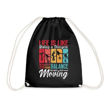 Unicycle Life Is Like Riding One Wheel Unicyclist - Drawstring Bag - black - Front