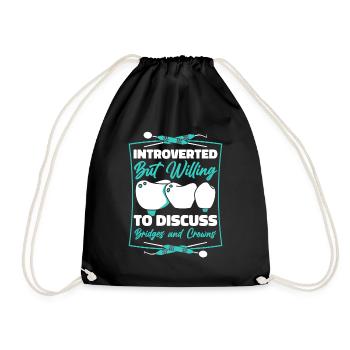 Introverted But Willing To Discuss Bridges Crowns - Drawstring Bag - black - Front