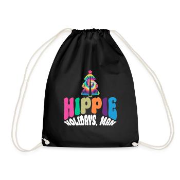 Hippie Holidays, Man - Hippie Christmas - Drawstring Bag - black - Front