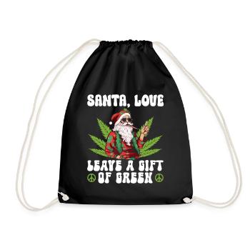 Le Père Noël et l’amour laissent un cadeau de vert - Hippie Gras - Sac de sport léger - noir - Devant