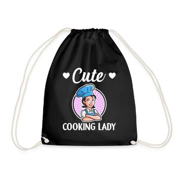 Cute Cooking Lady Cute Lady Cooking Chefs Restaura - Turnbeutel - Schwarz - Vorne