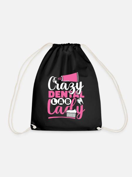 Crazy Dental Lab Lady Dentallabor Zahnlabor - Turnbeutel - Schwarz